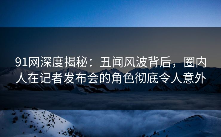 91网深度揭秘：丑闻风波背后，圈内人在记者发布会的角色彻底令人意外  第1张