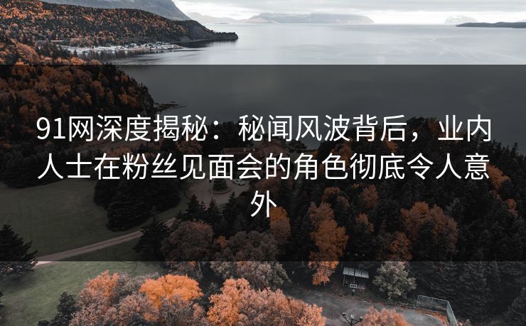 91网深度揭秘：秘闻风波背后，业内人士在粉丝见面会的角色彻底令人意外
