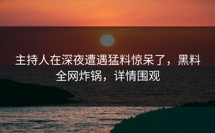 主持人在深夜遭遇猛料惊呆了，黑料全网炸锅，详情围观  第1张