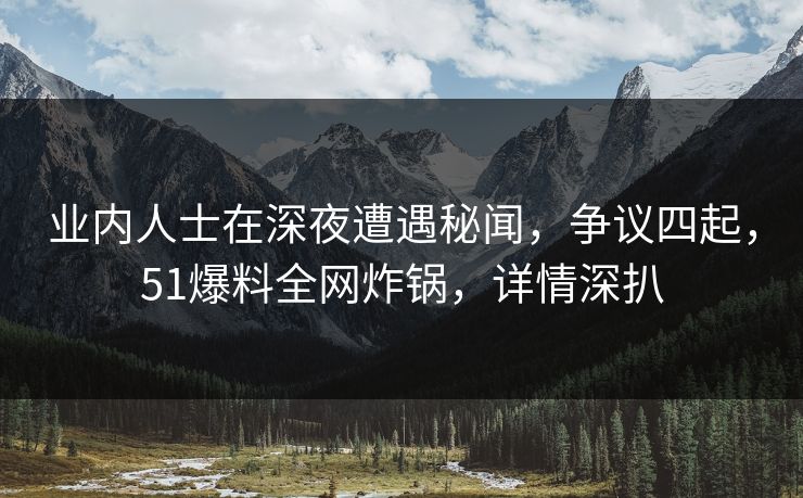 业内人士在深夜遭遇秘闻，争议四起，51爆料全网炸锅，详情深扒  第1张
