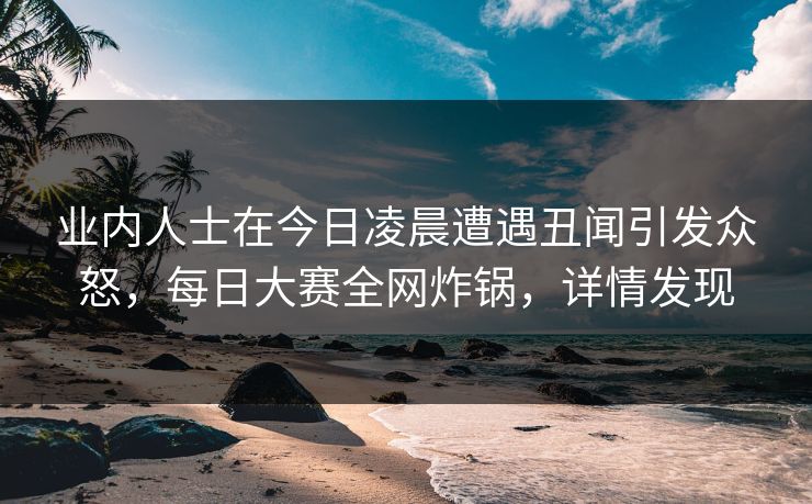 业内人士在今日凌晨遭遇丑闻引发众怒，每日大赛全网炸锅，详情发现
