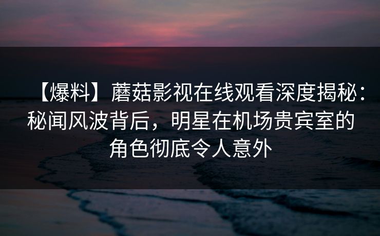 【爆料】蘑菇影视在线观看深度揭秘：秘闻风波背后，明星在机场贵宾室的角色彻底令人意外