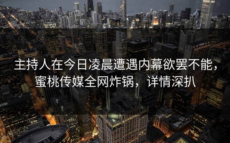 主持人在今日凌晨遭遇内幕欲罢不能，蜜桃传媒全网炸锅，详情深扒  第1张