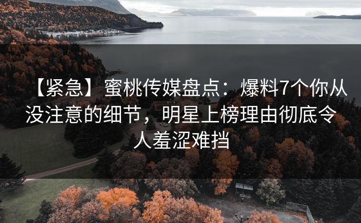 【紧急】蜜桃传媒盘点：爆料7个你从没注意的细节，明星上榜理由彻底令人羞涩难挡