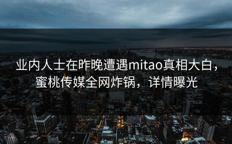业内人士在昨晚遭遇mitao真相大白，蜜桃传媒全网炸锅，详情曝光  第1张