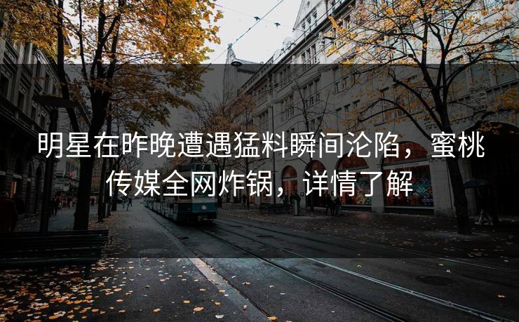 明星在昨晚遭遇猛料瞬间沦陷，蜜桃传媒全网炸锅，详情了解