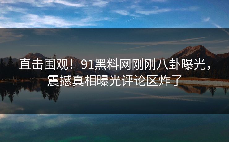 直击围观！91黑料网刚刚八卦曝光，震撼真相曝光评论区炸了