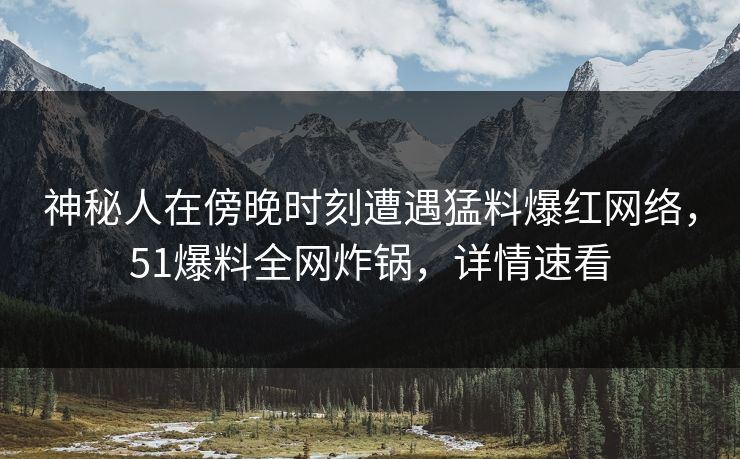 神秘人在傍晚时刻遭遇猛料爆红网络，51爆料全网炸锅，详情速看  第1张