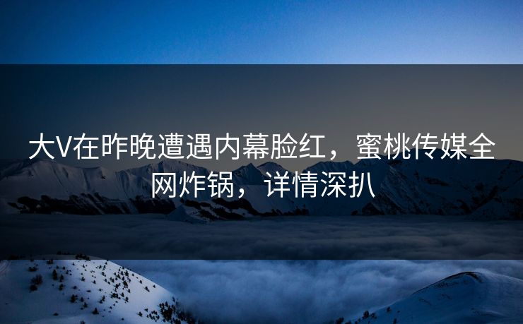 大V在昨晚遭遇内幕脸红，蜜桃传媒全网炸锅，详情深扒  第1张